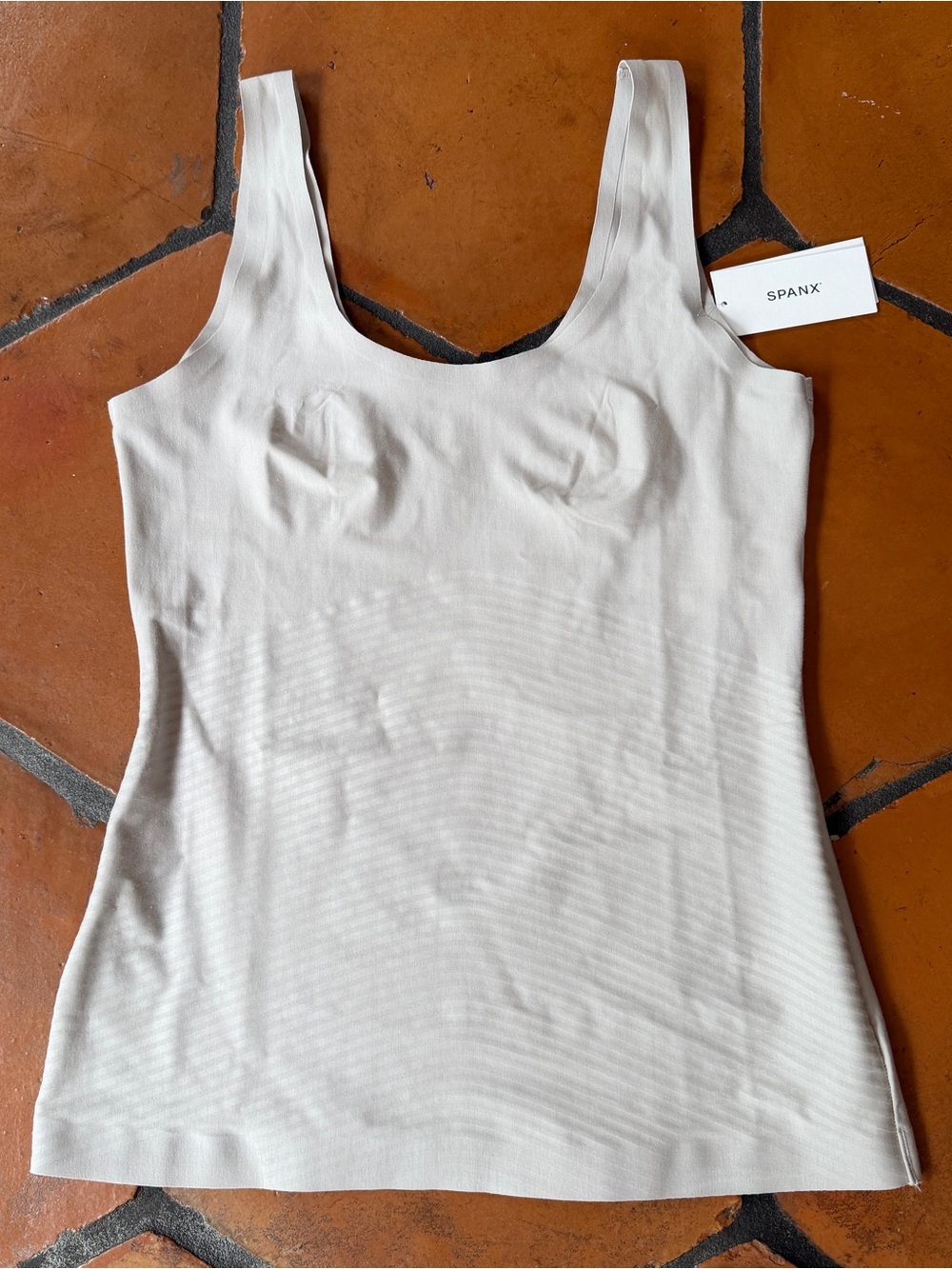 NEW Spanx Women's M Lightweight Invisible Supima Cotton Tank Gray NWT Shape Wear
